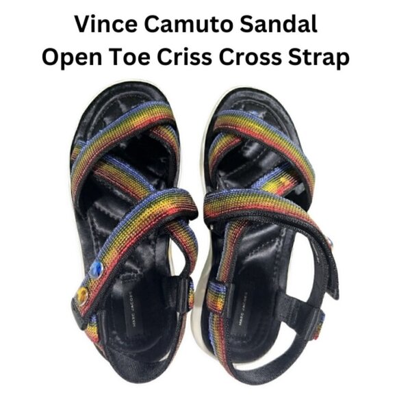 Vince Camuto Rainbow Sequin Criss Cross Flat Sandal 9 NWT - Picture 1 of 9